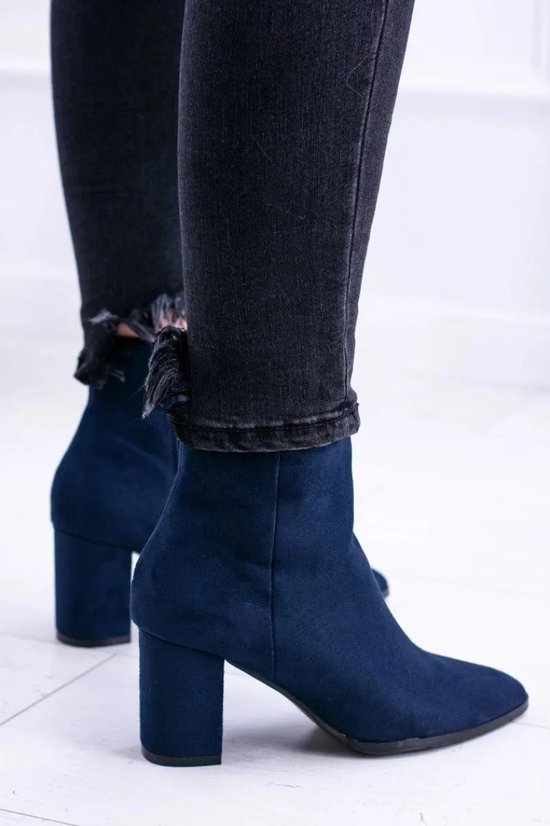 Botki Na Słupku|Botki Zamszowe>Boto Damskie Granatowe Botki Na Słupku w Szpic Amaltea