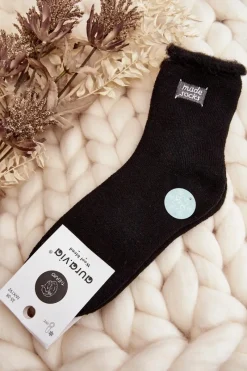 Discount Aura.via Damskie Grube Skarpety Czarne Czarny