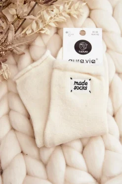 Skarpetki|Skarpetki>Aura.via Damskie Grube Skarpety Kremowe