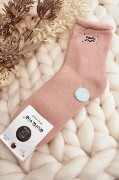 Outlet Damskie Grube Skarpety Różowe Skarpetki|Skarpetki