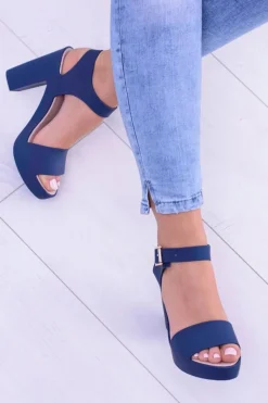 Damskie Gumowe Granatowe Sandały Na Słupku Meliski Viene Damskie Sandały Gumowe|Sandały Na Obcasie