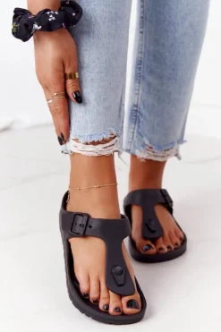 Outlet Damskie Gumowe Klapki Japonki Czarne Alma Damskie Klapki Damskie Japonki|Klapki Damskie Klasyczne