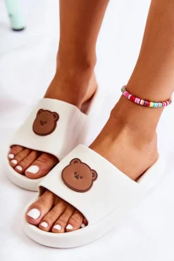 Discount Boto Damskie Gumowe Klapki Z Misiem Białe Cardiff