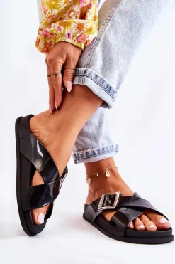 Sale Damskie Gumowe Klapki JJ285058 Czarne Damskie Klapki Damskie Klasyczne