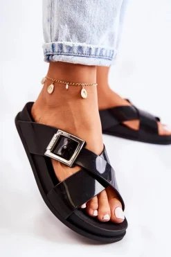 Sale Damskie Gumowe Klapki JJ285058 Czarne Damskie Klapki Damskie Klasyczne