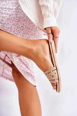 Klapki Damskie Klasyczne>Boto Damskie Gumowe Klapki Złote Charis