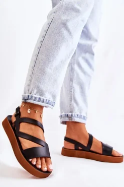 Outlet Damskie Gumowe Sandały JJ285052 Czarne Damskie Sandały Gumowe|Sandały Płaskie