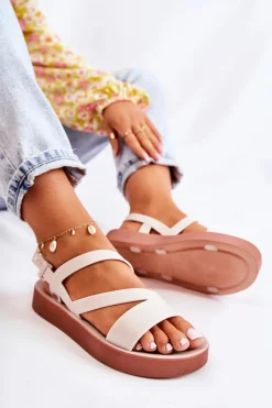 Sandały Gumowe|Sandały Płaskie>ZAXY Damskie Gumowe Sandały JJ285053 Białe