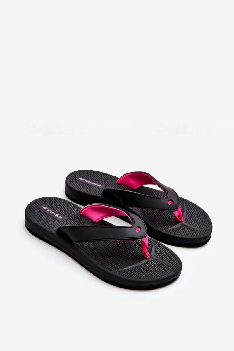 Klapki Damskie Japonki|Klapki Damskie Klasyczne>4F Damskie Japonki Klapki SS23FFLIF061-21S Czarno-Różowe