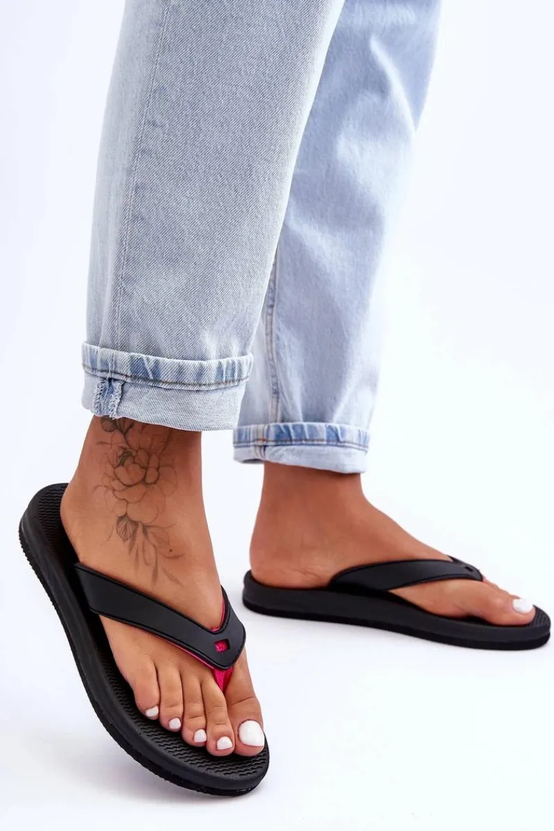 Klapki Damskie Japonki|Klapki Damskie Klasyczne>4F Damskie Japonki Klapki SS23FFLIF061-21S Czarno-Różowe