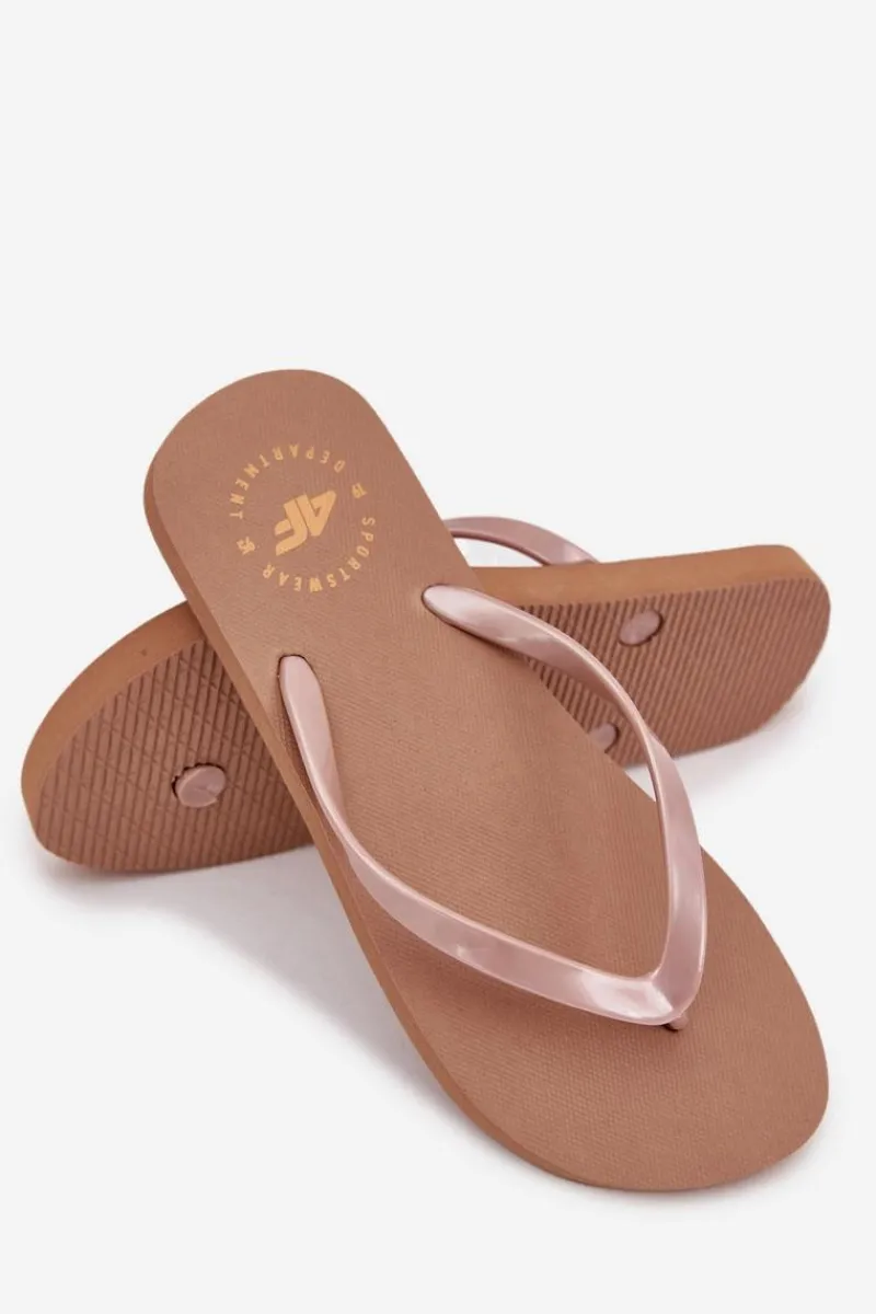 Klapki Damskie Japonki|Klapki Damskie Klasyczne>4F Damskie Japonki Klapki MM00FFLIF018-82S Jasnobrązowe Brązowy