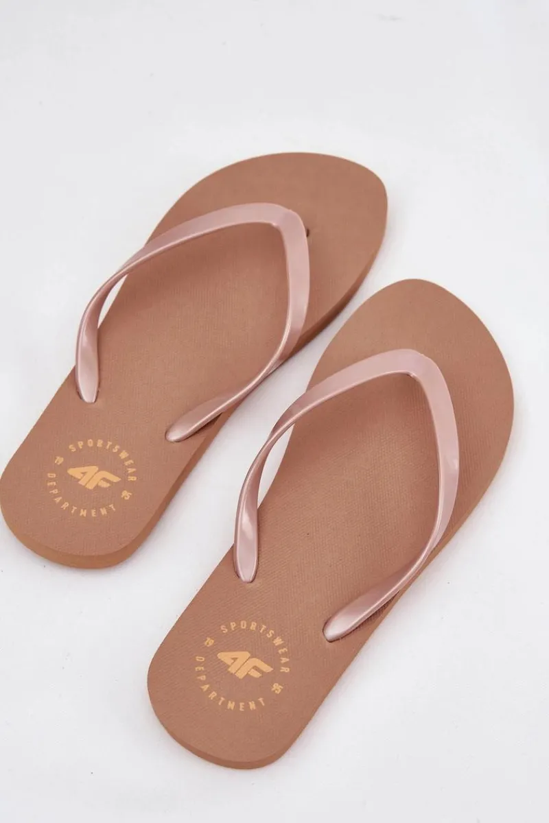 Klapki Damskie Japonki|Klapki Damskie Klasyczne>4F Damskie Japonki Klapki MM00FFLIF018-82S Jasnobrązowe Brązowy