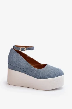 Sandały Na Koturnie>Boto Damskie Jeansowe Espadryle Na Koturnie Niebieskie Malla