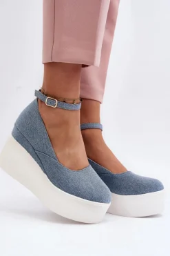 Sandały Na Koturnie>Boto Damskie Jeansowe Espadryle Na Koturnie Niebieskie Malla