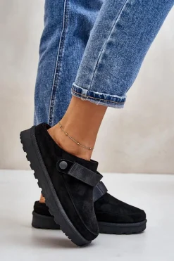 Clearance Damskie Kapcie Ocieplane Futerkiem Na Platformie Czarne Azida Damskie Śniegowce Damskie|Kapcie Klasyczne