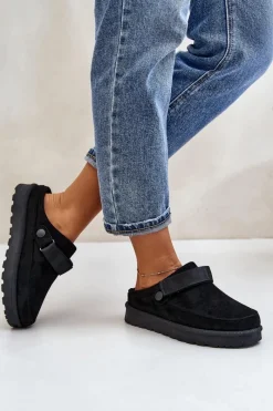 Clearance Damskie Kapcie Ocieplane Futerkiem Na Platformie Czarne Azida Damskie Śniegowce Damskie|Kapcie Klasyczne