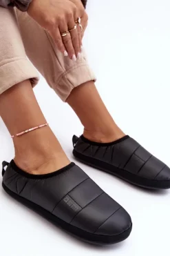 Sale Big Star Shoes Damskie Kapcie Ocieplane Czarne Big Star KK274604