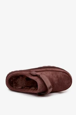 Discount Boto Damskie Kapcie Ocieplane Futerkiem Na Platformie Czekoladowe Azida Brązowy