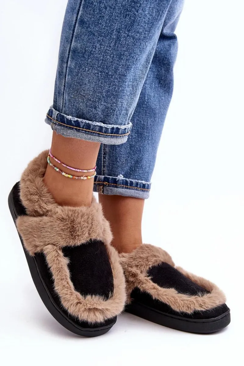 Discount Boto Damskie Kapcie Z Futerkiem Czarne Sailey