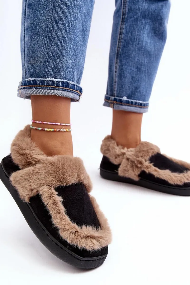 Discount Boto Damskie Kapcie Z Futerkiem Czarne Sailey
