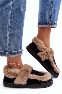 Discount Boto Damskie Kapcie Z Futerkiem Czarne Sailey