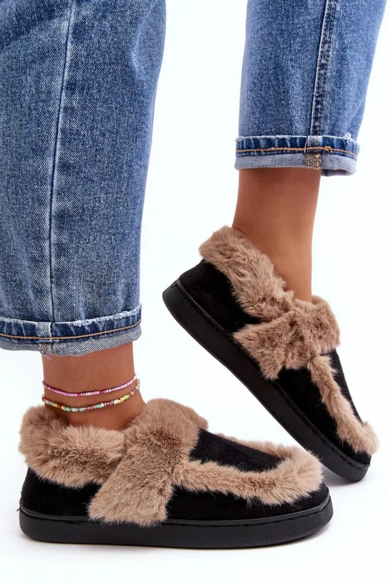 Discount Boto Damskie Kapcie Z Futerkiem Czarne Sailey
