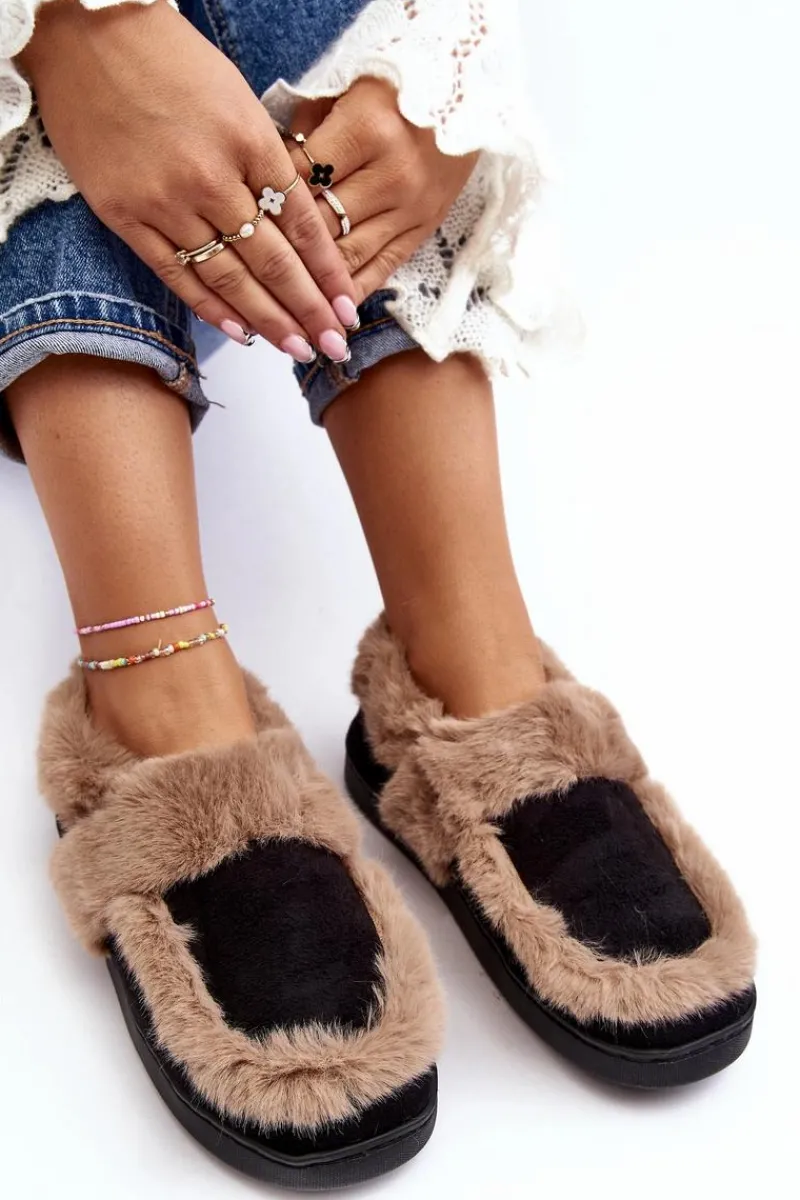 Discount Boto Damskie Kapcie Z Futerkiem Czarne Sailey