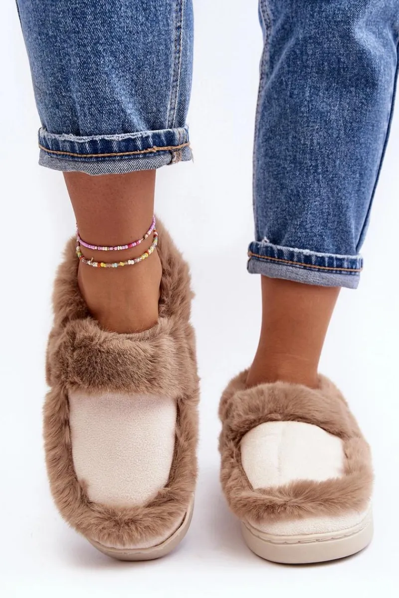 Sale Damskie Kapcie Z Futerkiem Beżowe Sailey Damskie Kapcie Klasyczne