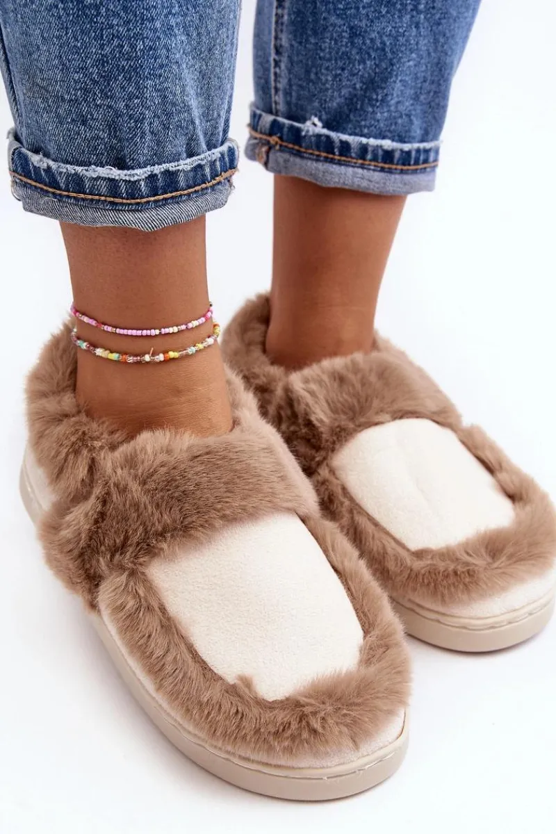 Sale Damskie Kapcie Z Futerkiem Beżowe Sailey Damskie Kapcie Klasyczne