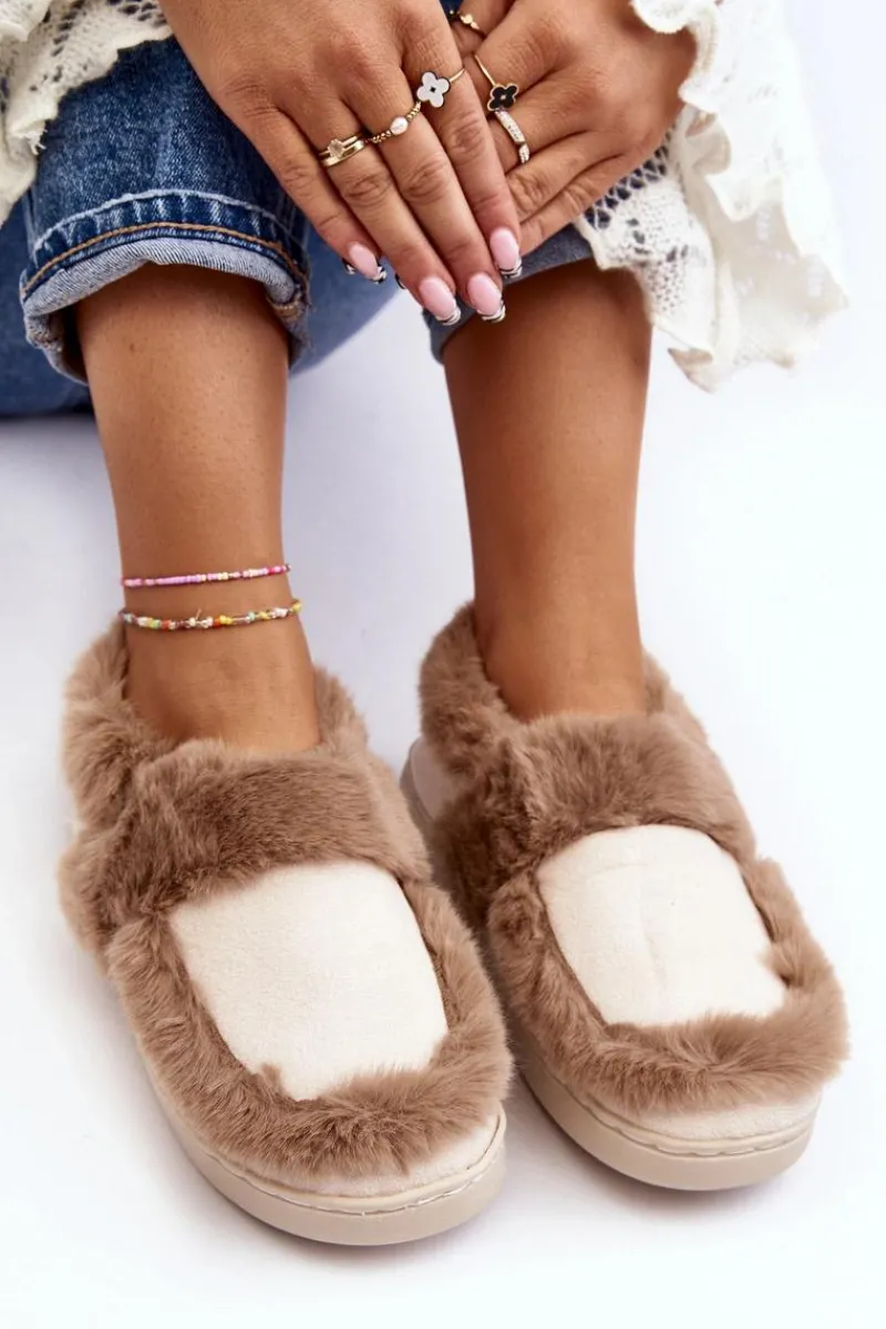 Sale Damskie Kapcie Z Futerkiem Beżowe Sailey Damskie Kapcie Klasyczne