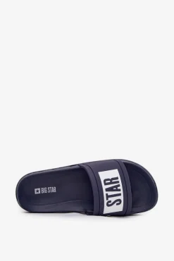 Online Damskie Klapki Big Star DD274A265 Granatowo-Białe Damskie Klapki Damskie Klasyczne|Klapki Damskie Big Star