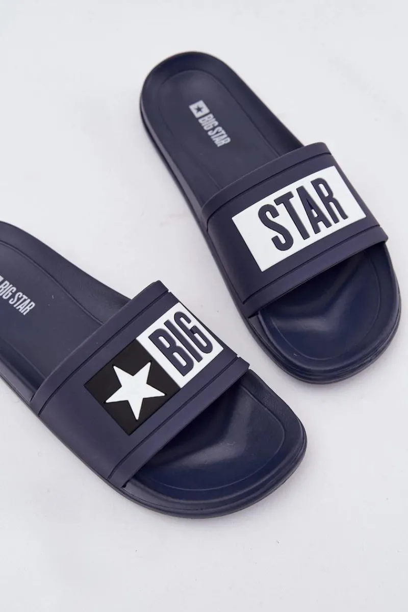 Online Damskie Klapki Big Star DD274A265 Granatowo-Białe Damskie Klapki Damskie Klasyczne|Klapki Damskie Big Star