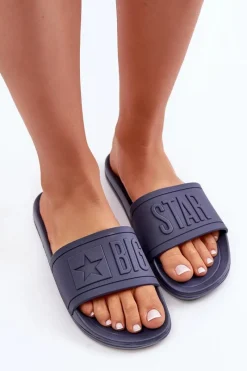 Outlet Damskie Klapki Big Star DD274A269 Granatowe Damskie Klapki Damskie Klasyczne|Klapki Damskie Big Star