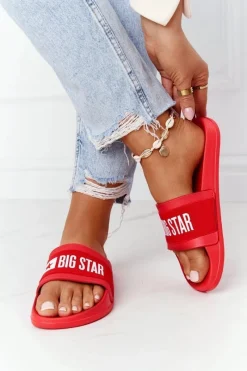 Sale Damskie Klapki Big Star HH274A014 Czerwone Damskie Klapki Damskie Big Star|Klapki Damskie Klasyczne