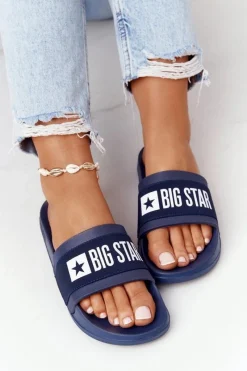 Klapki Damskie Big Star|Klapki Damskie Klasyczne>Big Star Shoes Damskie Klapki Big Star HH274A015 Granatowe
