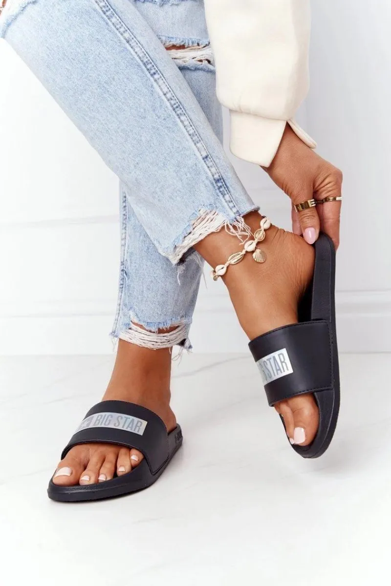 Hot Damskie Klapki Big Star HH274A036 Czarne Damskie Klapki Damskie Big Star|Klapki Damskie Klasyczne