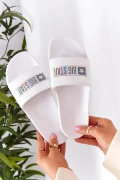 Hot Big Star Shoes Damskie Klapki Big Star HH274A035 Białe