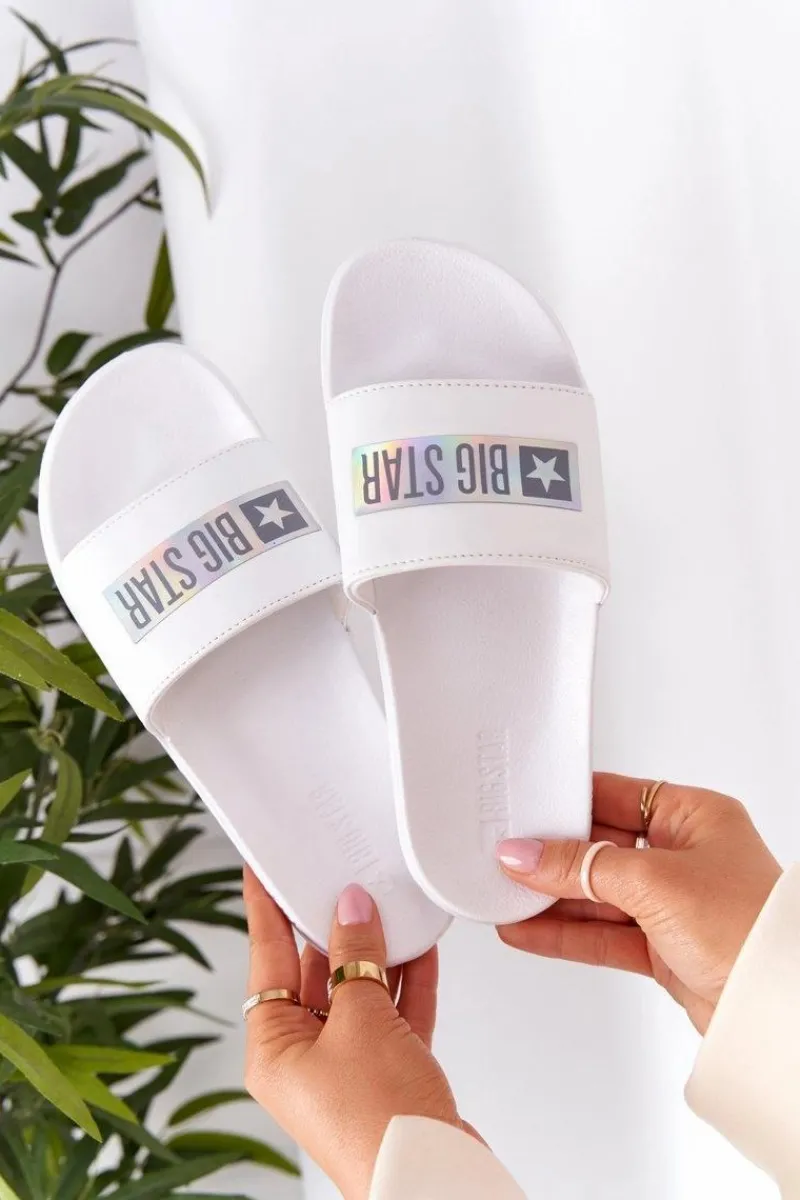 Hot Big Star Shoes Damskie Klapki Big Star HH274A035 Białe