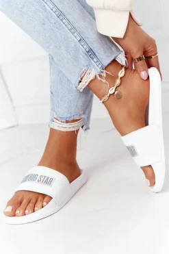 Hot Big Star Shoes Damskie Klapki Big Star HH274A035 Białe