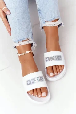 Hot Big Star Shoes Damskie Klapki Big Star HH274A035 Białe