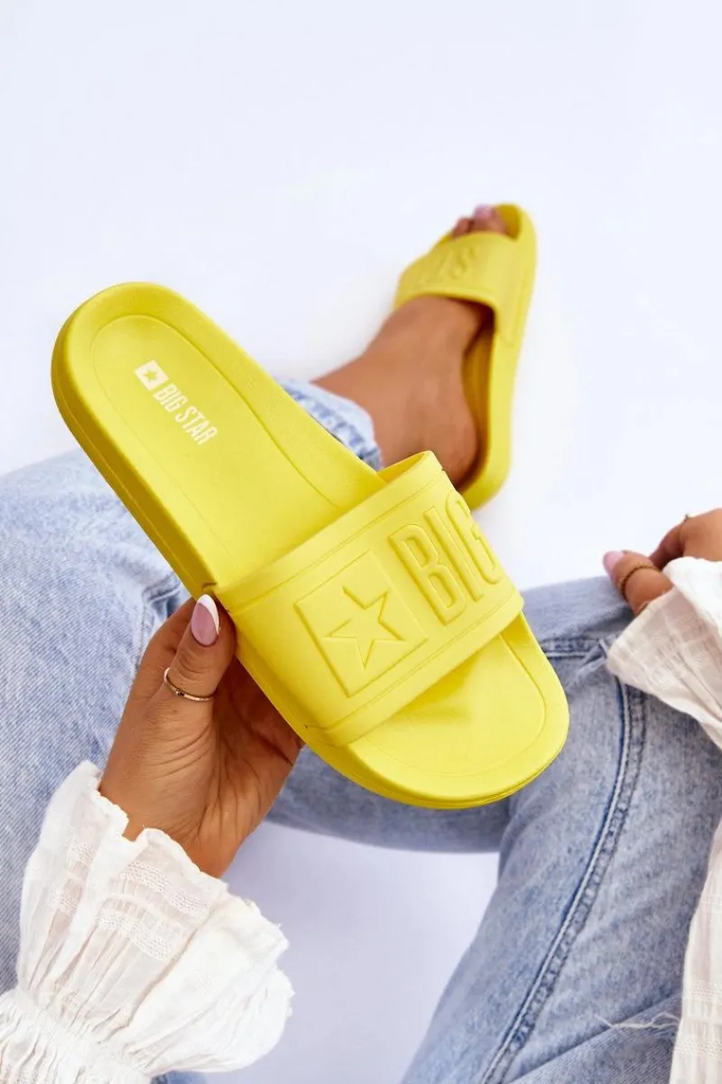 New Big Star Shoes Damskie Klapki Big Star HH274A040 Żółte