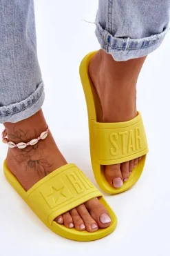 New Big Star Shoes Damskie Klapki Big Star HH274A040 Żółte