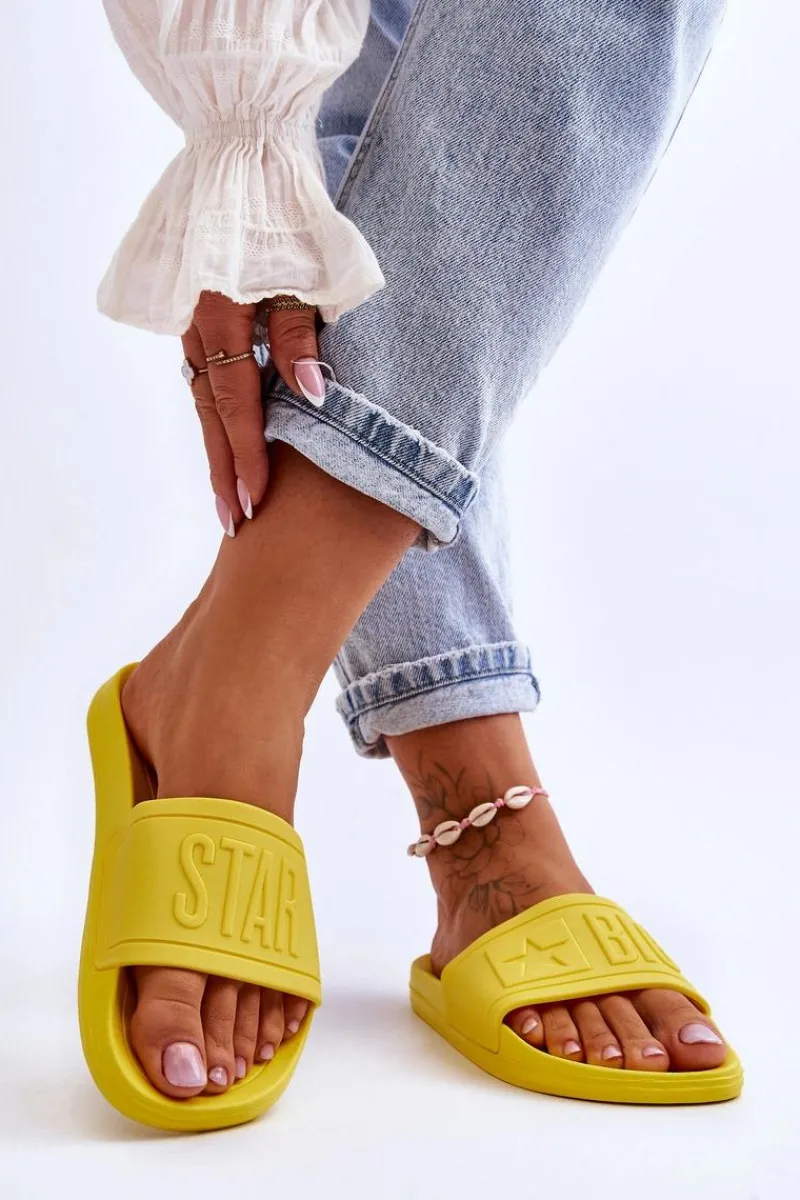 New Big Star Shoes Damskie Klapki Big Star HH274A040 Żółte