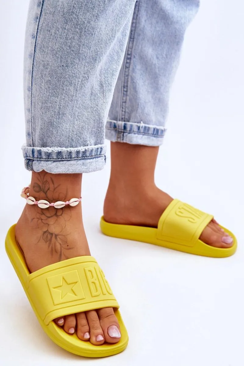 New Big Star Shoes Damskie Klapki Big Star HH274A040 Żółte