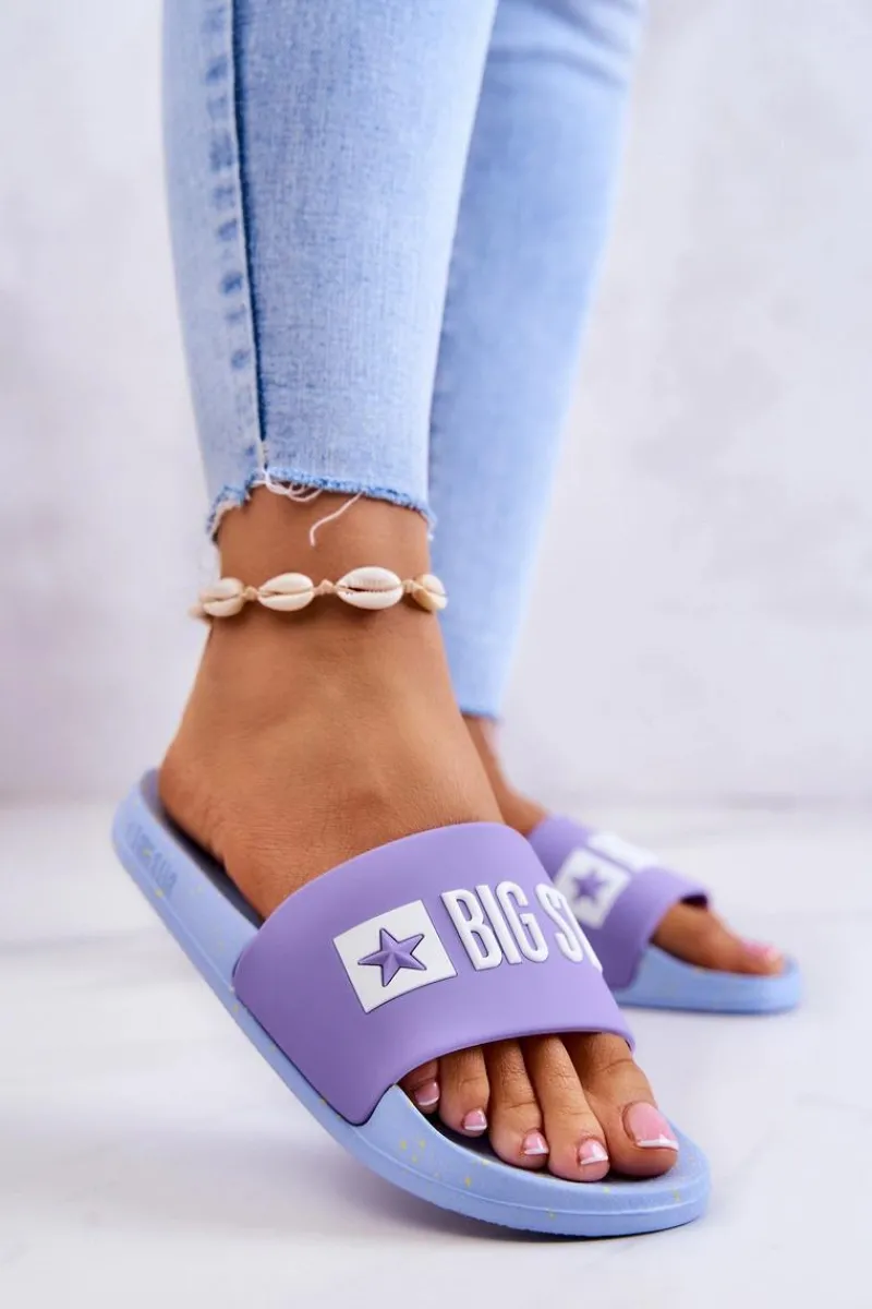 Sale Big Star Shoes Damskie Klapki Big Star JJ274A525 Fioletowo-Niebieskie