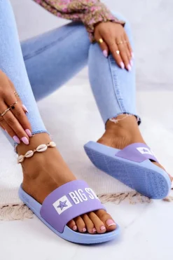 Sale Big Star Shoes Damskie Klapki Big Star JJ274A525 Fioletowo-Niebieskie