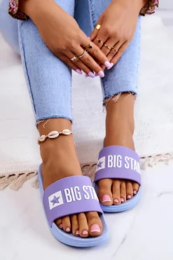 Sale Big Star Shoes Damskie Klapki Big Star JJ274A525 Fioletowo-Niebieskie