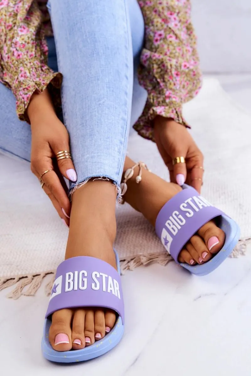 Sale Big Star Shoes Damskie Klapki Big Star JJ274A525 Fioletowo-Niebieskie