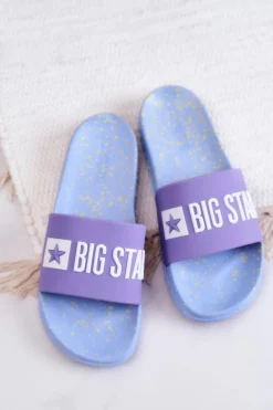 Sale Big Star Shoes Damskie Klapki Big Star JJ274A525 Fioletowo-Niebieskie