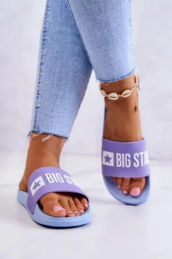 Sale Big Star Shoes Damskie Klapki Big Star JJ274A525 Fioletowo-Niebieskie